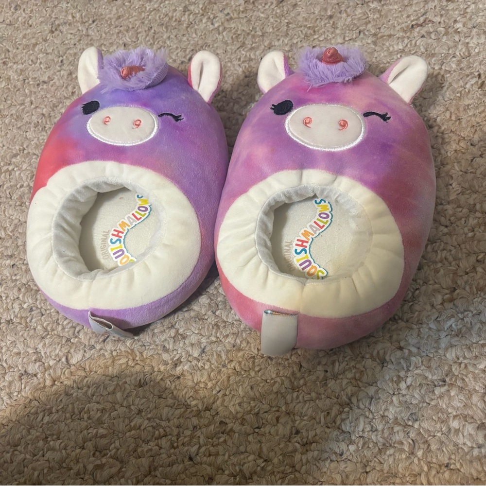 Squishmallows Kids Unicorn Slippers - Pink and Purple